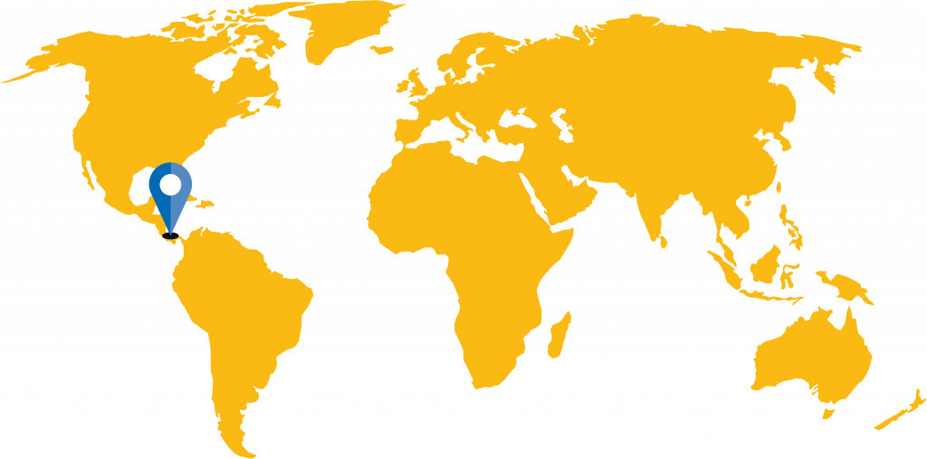World map with Costa Rica GPS icon.