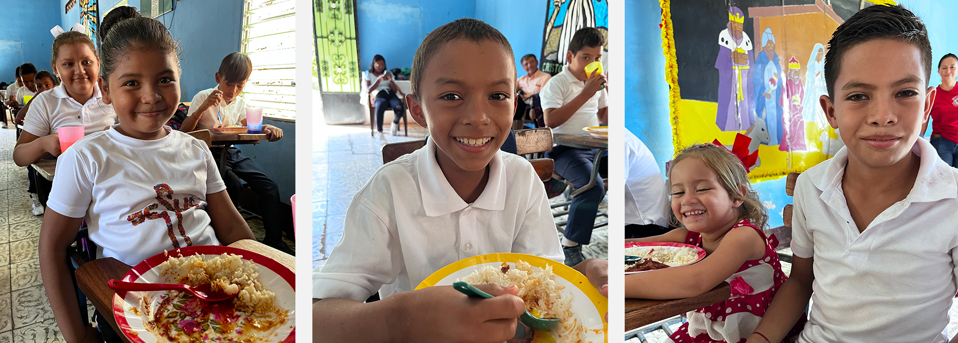 Children with nutritious meals.