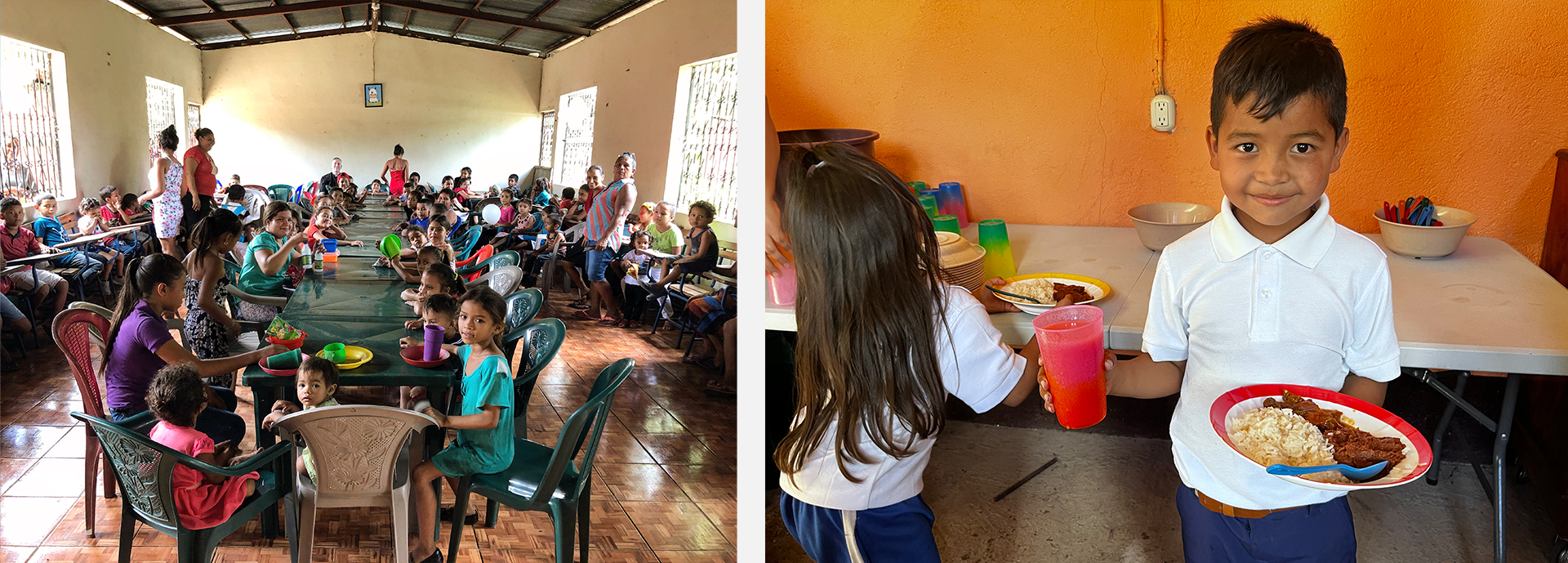 Children receiving nutritious meals.
