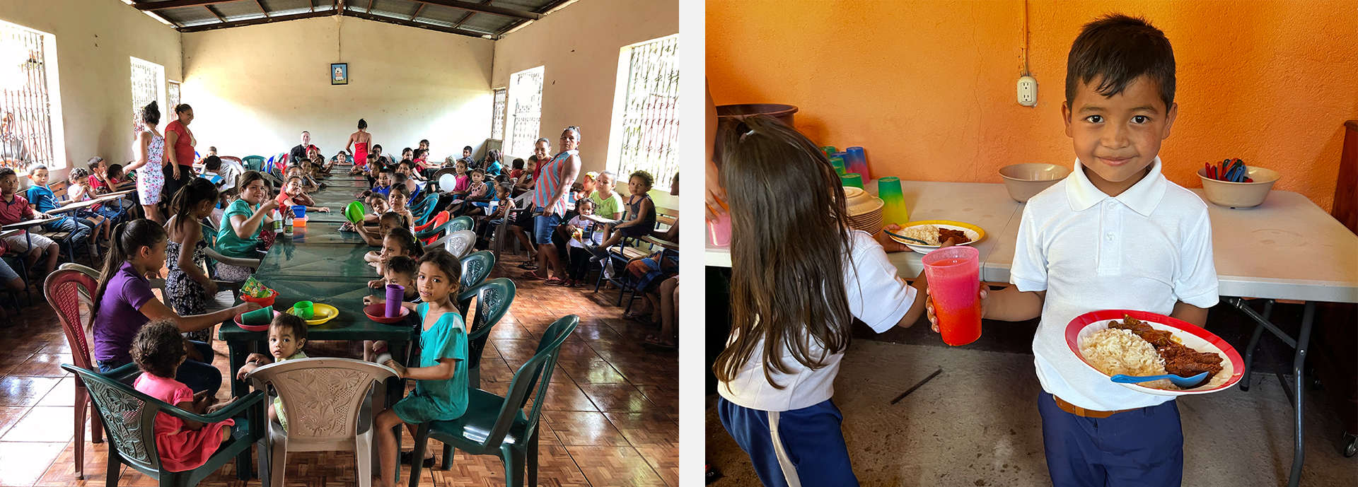 Children receiving nutritious meals.