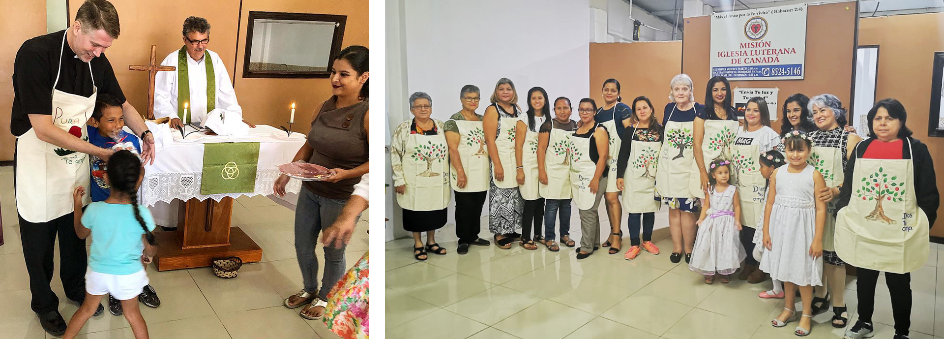 People gathered in church and for a retreat.