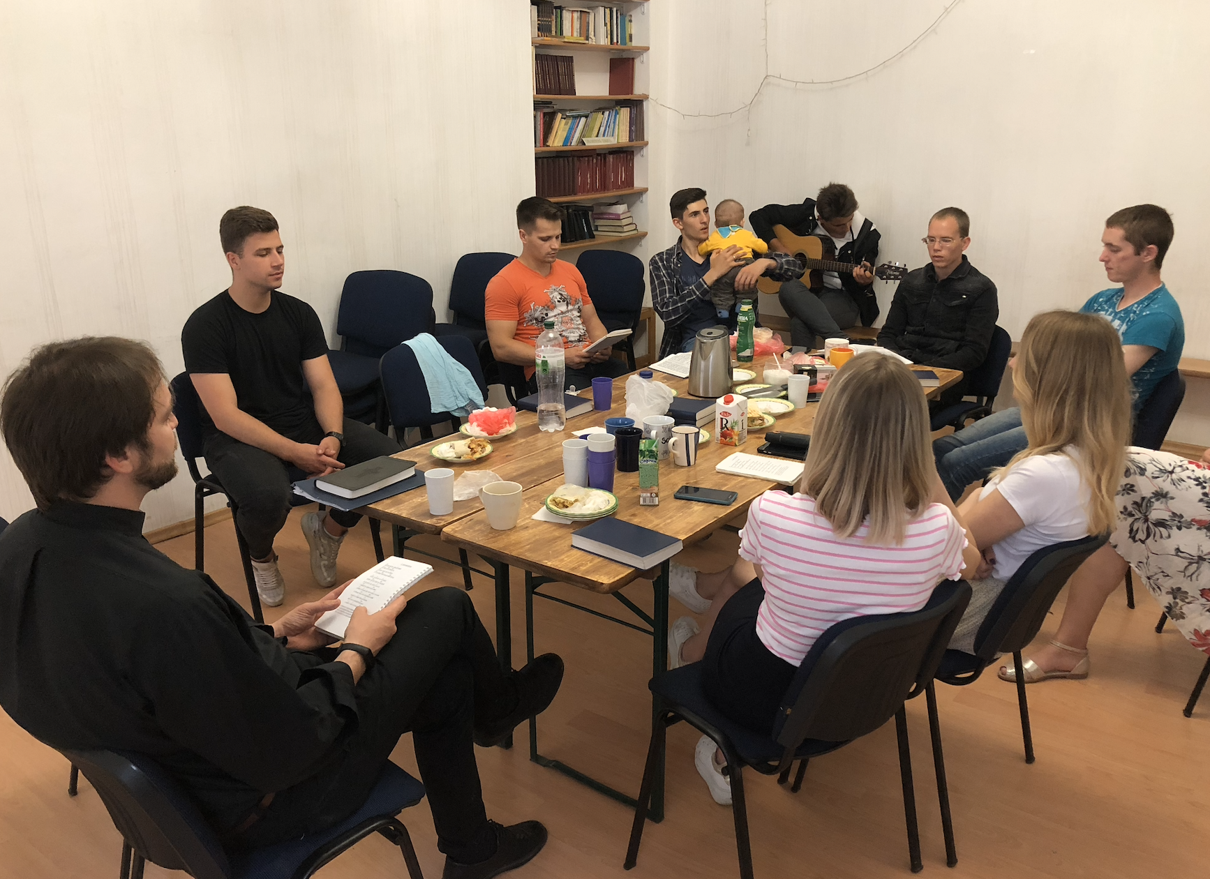 People gather for Bible study.